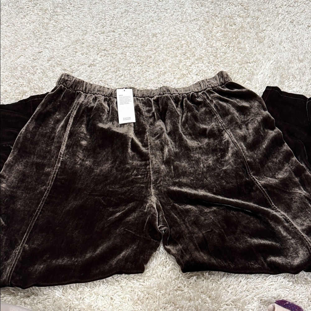 NWT Eileen Fisher Chocolate Velvet Trousers size large